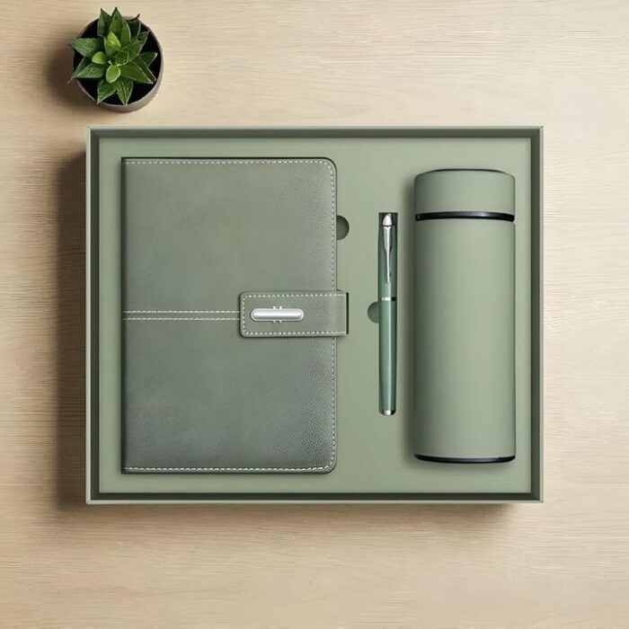 Customizable Stainless Steel Vacuum Flask_ Eco-Friendly Thermal Bottle, Leather Notebook & Pen